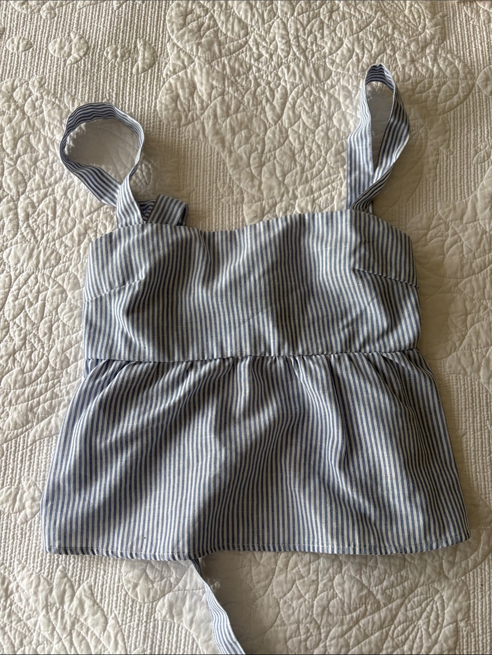 SHEIN Blue and White Striped Peplum Camisole